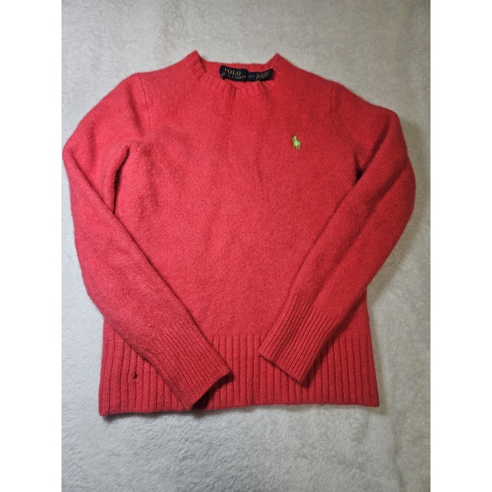 Ralph Lauren Kids Red Wool Cashmere Crewneck Sweater Size S RN 41381 CA 56658